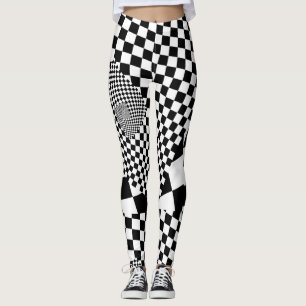 Leggings Tableau d'échec noir et blanc Motif joueur