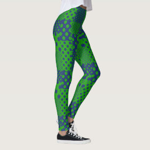 Leggings Taches à pois verts bleus Patchwork