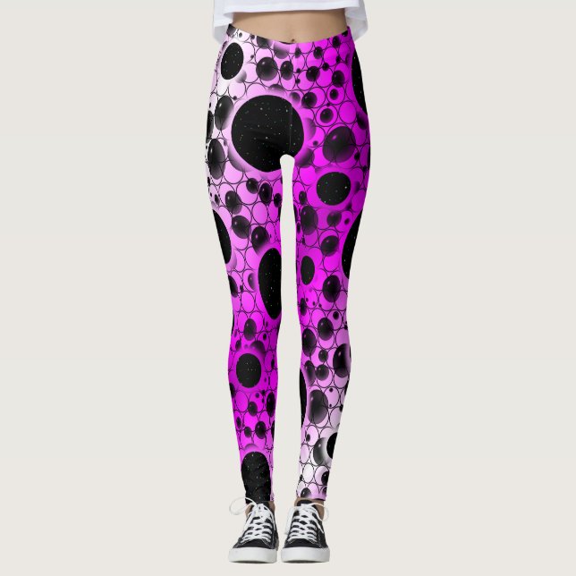 Leggings Taches de bulle d'espace - Blanc/Rose (Devant)
