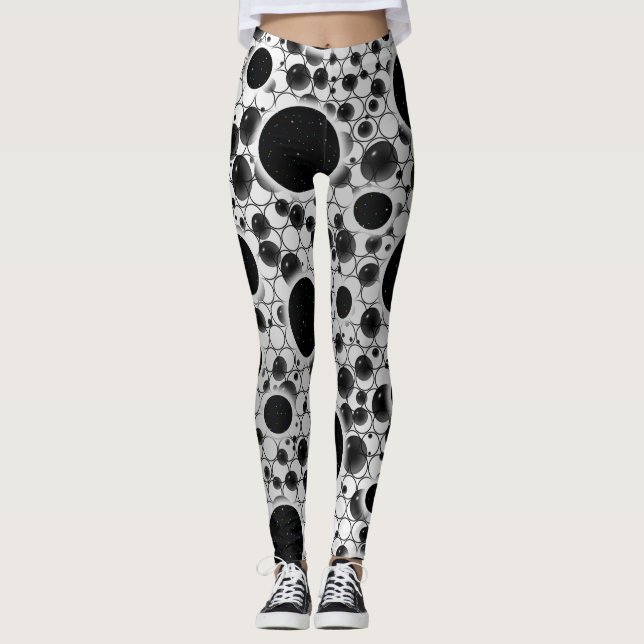 Leggings Taches de bulle spatiale - Blanc/Argent (Devant)