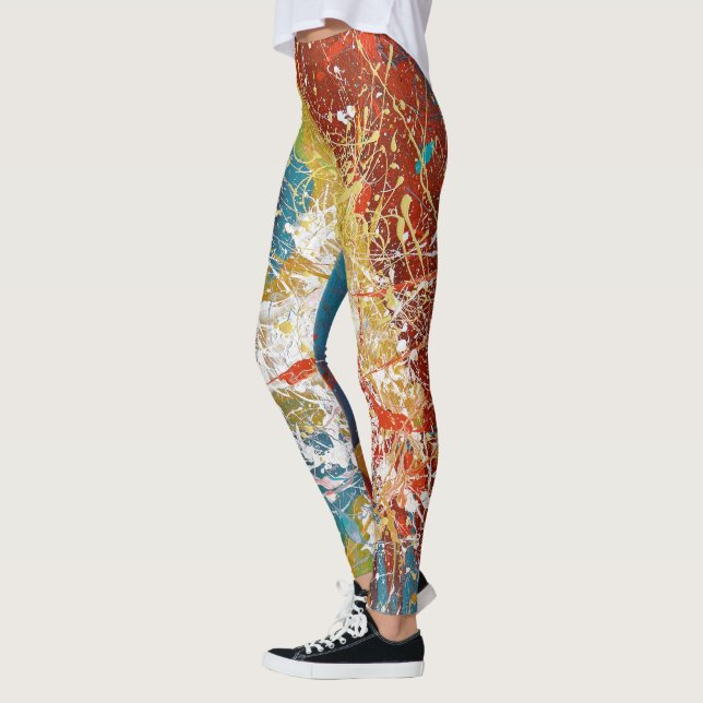 Leggings taches de peinture abstraites modernes (Gauche)