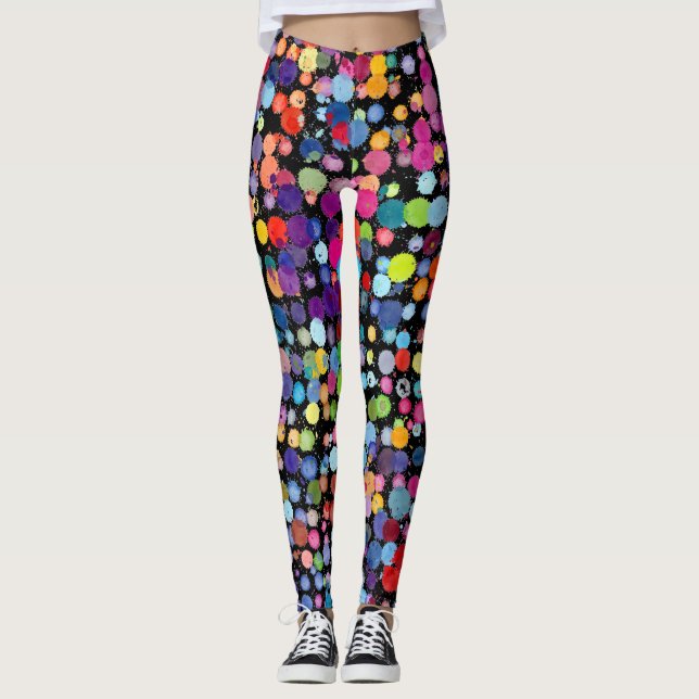Leggings Taches de peinture funky (Devant)