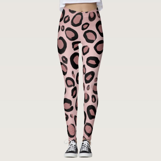 Leggings Taches imprimées léopard guépard peintes en rose e (Devant)