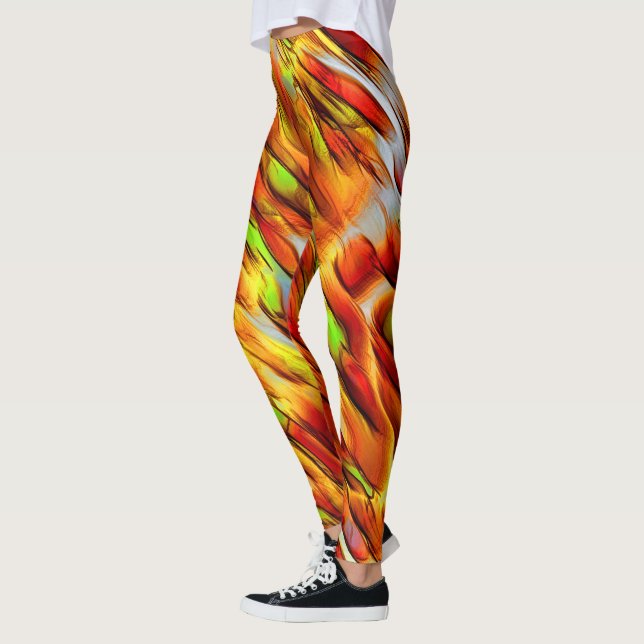 Leggings Taches jaunes rougeâtres et chromées, couleurs cha (Gauche)