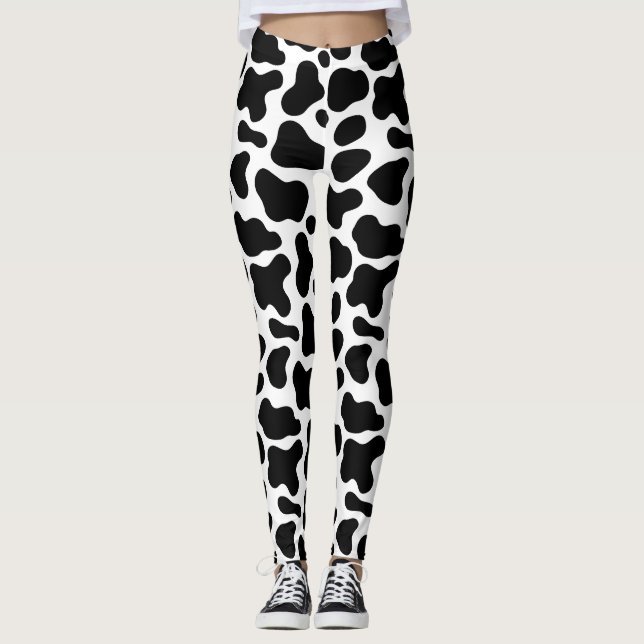 Leggings taches noires et blanches, motif de vache (Devant)