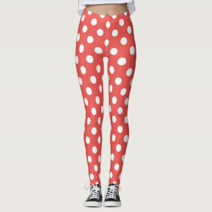 Leggings Taches pois modernes rouges et blanches motif
