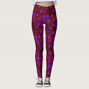 Leggings Taches violettes sur fond rouge foncé