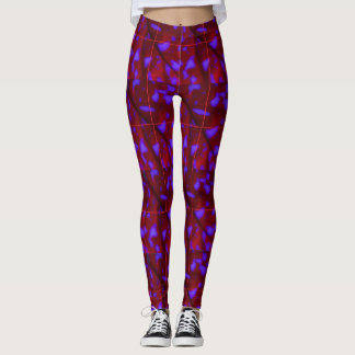 Leggings Taches violettes sur fond rouge foncé