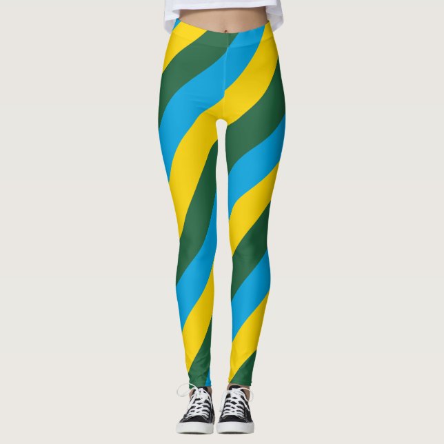 Leggings Tailles diagonales du drapeau national du Rwanda (Devant)