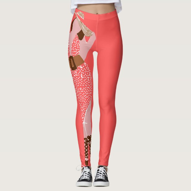 Leggings Tan et rose épais chic dans une robe de soleil (Devant)