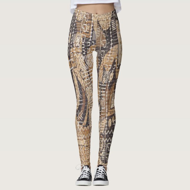 Leggings Tan et tissu de boue d'Africain noir (Devant)