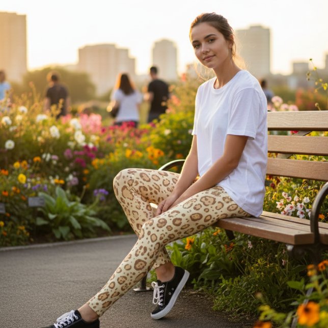 Leggings Tan Leopard Print - Soft Cheetah Animal Print (Créateur téléchargé)