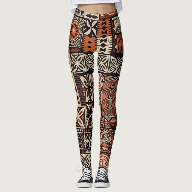 Leggings Tapa hawaïen : Patchwork tribal (Devant)