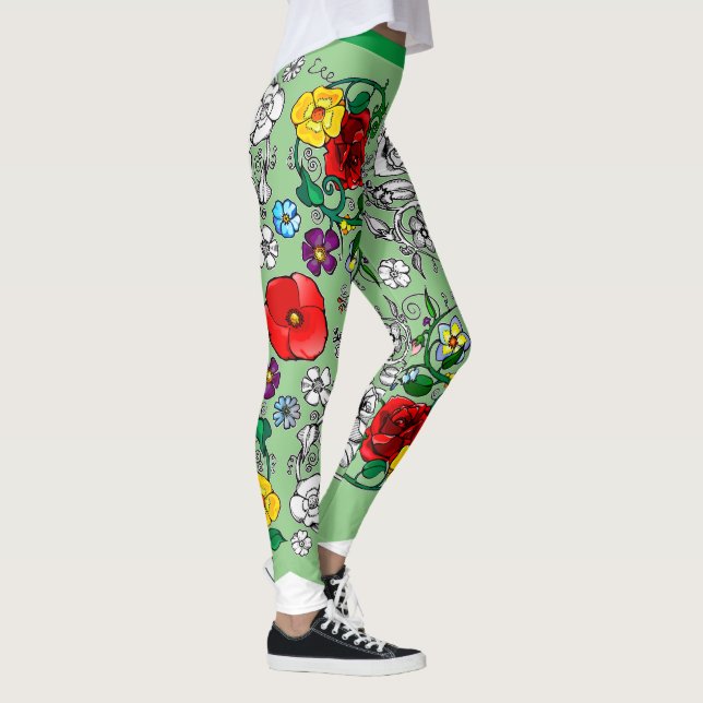Leggings Tapis de fleurs au coquelicot (Droite)