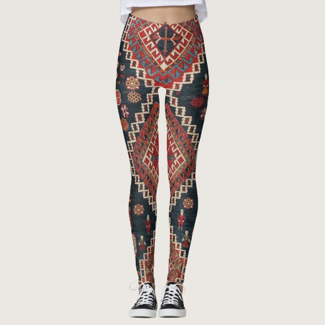 Leggings Tapis Oriental Bleu Turc Persan Karbistan (Devant)