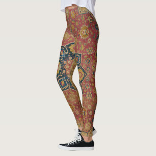 Leggings Tapis persan asiatique Kashan en or rouge