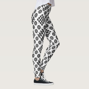 Leggings Tapisserie Chic Welsh Faux Motif noir et blanc