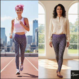 Leggings Tapisserie florale damassée ombrée gris pourpre
