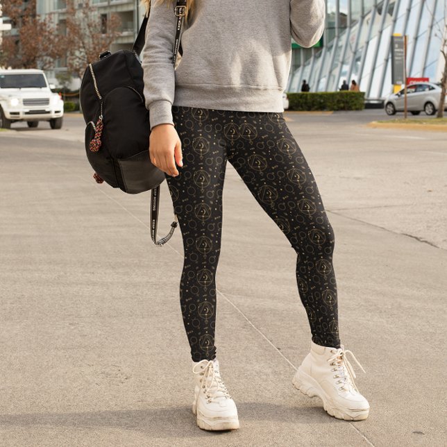 Leggings Tarot Céleste Motif Doré Astrologique Noir  (Créateur téléchargé)