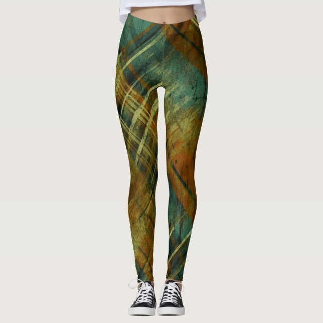 Leggings Tartan Autonome Désireux Vérifier Mélange Terre (Devant)