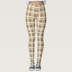Leggings Tartan beige Plaid À damiers Motif