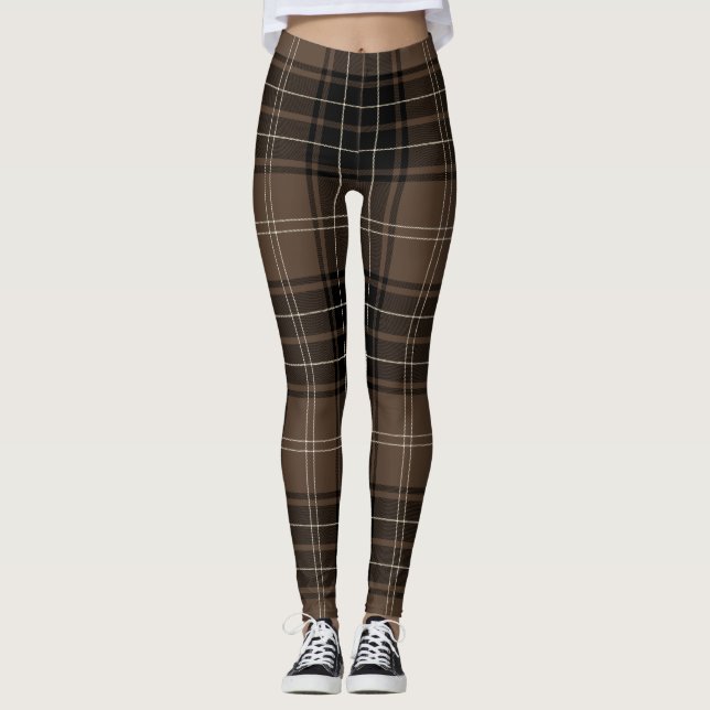Leggings Tartan brun plaid (Devant)