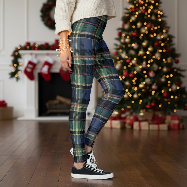 Leggings Tartan de Noël Bleu Marine Vert ID1141B (Créateur téléchargé)