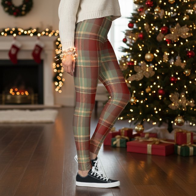 Leggings Tartan de Noël Brique Rouge Vert ID1141A (Créateur téléchargé)