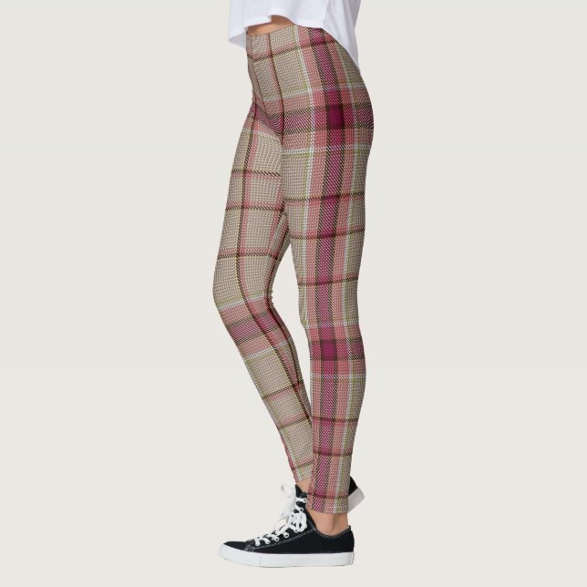 Leggings Tartan de Noël Rose (Gauche)