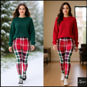 Leggings Tartan de Plaid d'Hiver Forêt Prune Canneberge