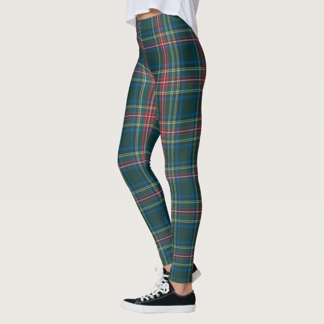 Leggings Tartan de vacances classique Plaid noir rouge vert (Gauche)