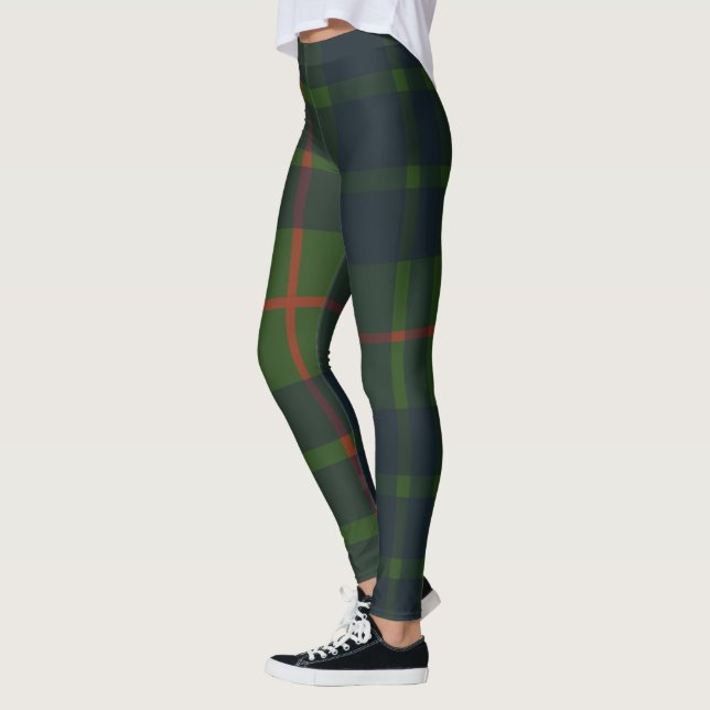 Leggings Tartan écossais rouge bleu vert carreauté (Gauche)