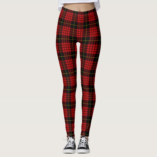 Leggings Tartan écossais rouge et noir (Devant)