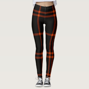 Leggings Tartan Moderne Écossais Orange Noir Audacieux Auto