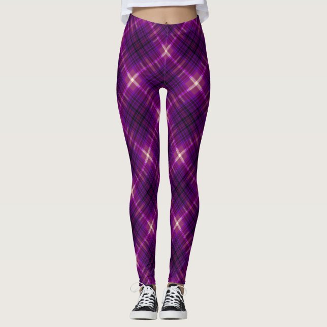 Leggings Tartan moderne rose profond (Devant)