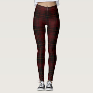 Leggings Tartan Plaid Motif Écossais Rouge Et Noir