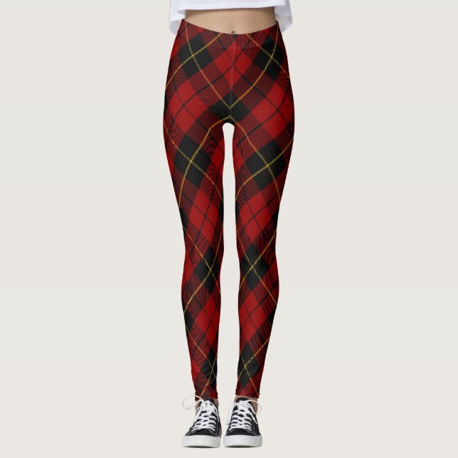 Leggings Tartan Wallace Clan Écossais Plaid (Devant)