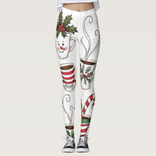 Leggings Tasses à thé drôles pour Noël