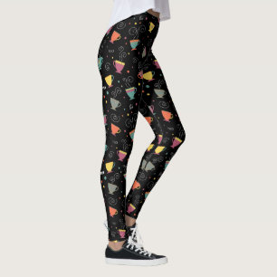 Leggings Tasses de thé chaudes colorées design d'hiver