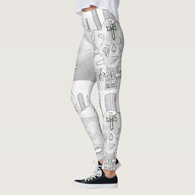Leggings Tatouage crâne rêveur Mikitiez arc-en-ciel rose ro (Gauche)