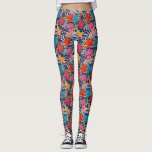 Leggings Tatouage Japonais Poisson Koi Avec Motif Floral Va