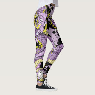 Leggings Tatouage Lilac et Dragon Jaune