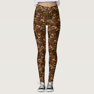 Leggings Tatouage Old School Roses Armes Crânes