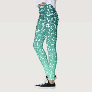 Leggings Teal Bleu Vert Lumière aux Teintes Sombres Notes d