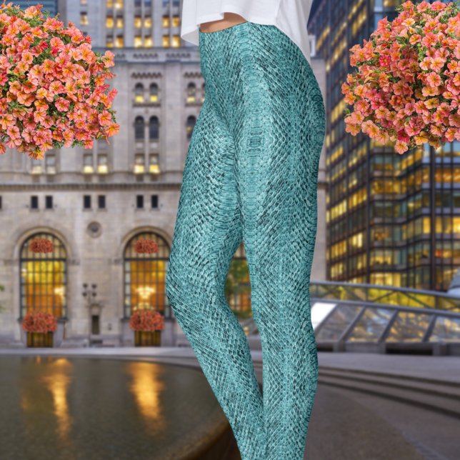 Leggings Teal Blue Viper Snakeskin (Créateur téléchargé)