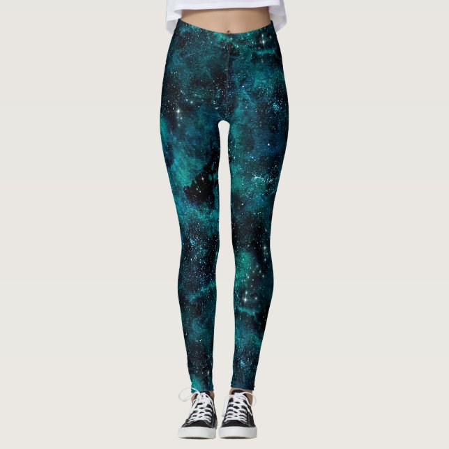 Leggings Teal Galaxy Series Design 4  (Devant)