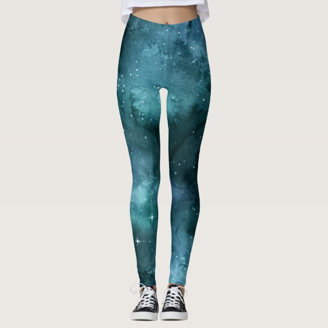 Leggings Teal Galaxy Series Design 7  (Devant)