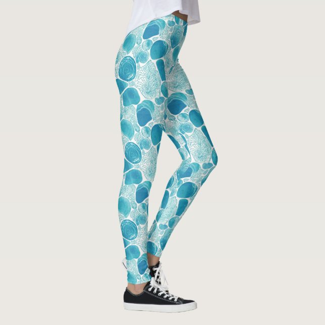 Leggings Téal Intriqués Abstraits  (Droite)
