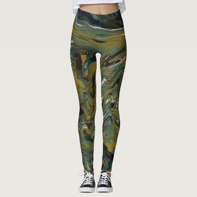 Leggings Teal, or, White and Black Oils (Devant)