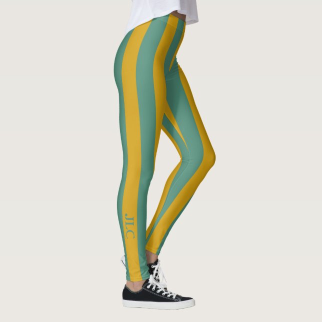 Leggings Teal profond et monogramme épicé de rayure de (Droite)